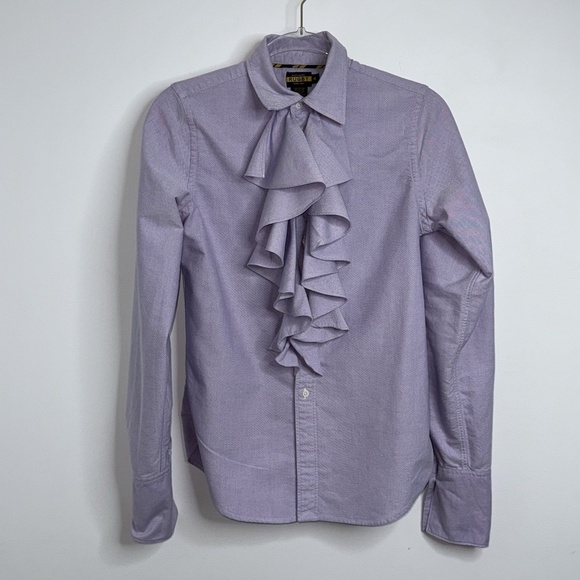 Ralph Lauren Rugby Ruffled Shirt Light Purple Women's Sz 4 Preppy Designer - Picture 1 of 11